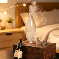 Diffuseur d'huiles essentielles sans eau en bois massif, machine d'aromathérapie à froid pour la maison, brume froide LED, style français