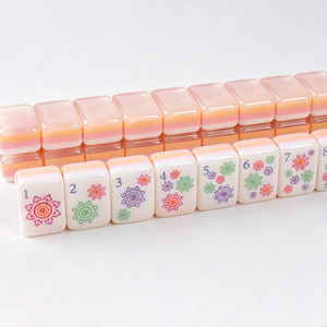 Custom Model blush peach layered edges 4-Tier American <b>Mahjong</b> 160 Acrylic Tiles with Pearl Print Design Eco-Friendly Durable - Product Image 3