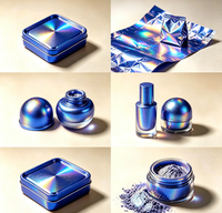 Poudre de Pigment Métallique Holographique Certifiée GUANZUN Bleu Royal 36M, Pigment de Revêtement à Longue Durée de Vie, Encre de Sérigraphie