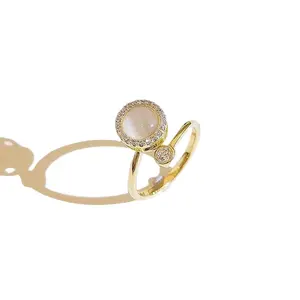 时尚镀金月光石旋转戒指耳环手链项链饰品套装防焦虑