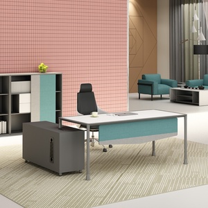 Modern Luxury Executive L-Shaped <b>Office</b> Desk Wooden <b>Table</b> With Iron Material for Home School or Hospital <b>Office</b> Furniture - Product Image 1