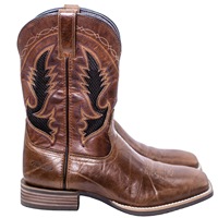 Bottes de cowboy en cuir PALITUTU pour hommes, style western, bout carré, mi-mollet, brodées, à enfiler, durables, pour l'équitation, décontractées, toutes saisons