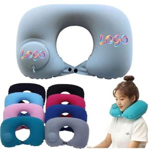 Custom Logo Portable Fashion Travel Neck Inflatable Pillow U-Shaped Cushion for Airplane Office Napping Promotional <b>Gift</b> Set - Product Image 1