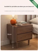 Table de chevet en bois massif en caoutchouc avec 2 tiroirs, armoire de rangement moderne et simple pour chambre à coucher, meubles de maison CTG007