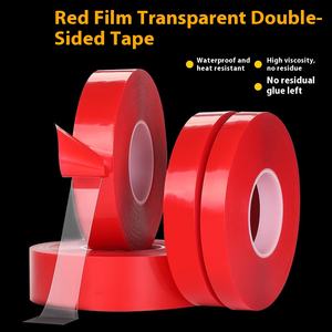 Resistente alle alte Temperature impermeabile pellicola acrilica rossa trasparente <span class=keywords><strong>biadesivo</strong></span> <span class=keywords><strong>per</strong></span> auto <span class=keywords><strong>vetro</strong></span> muro di fissaggio senza mascheramento - Product Image 4
