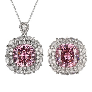 Ensemble de bijoux floraux en cuivre écologique pour femmes, vente en gros, avec pendentif nid d'oiseau floral et bagues en zircone cubique mixte Paraiba 14*14mm - Product Image 1