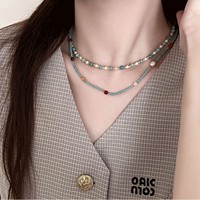 Collier ethnique chinois Fanke en perles de turquoise pour femme, idéal pour les fêtes estivales, couleur fraîche, tendance, léger, luxueux, perles Dopamine