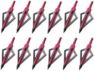 Pg1archery 12 Gói 3 Cố Định Lưỡi Bắn Cung Săn Bắn Broadheads Hạt 100 Với Trường Hợp Mũi Tên Đầu Vít Trong Lời Khuyên Nỏ Màu Đỏ - Product Image 2