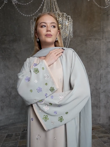 Modest sequin Embroidered Abaya With Hijab Long Sleeve Maxi Dress For Women Middle East Style Wear - Product Image 2