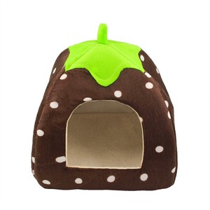 Vendita calda nuovo stile lavabile caldo morbido Ger punto d'onda fragola nido mezzo letto chiuso per gatti - Product Image 5