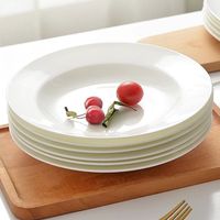 Assiette creuse ronde empilable en céramique, assiette de table peu profonde pour restaurant, hôtel, vente en gros, porcelaine fine