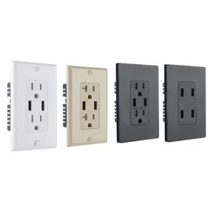 15A soket tahan air tahan rusak GFCI Outlet penutup listrik dengan Port USB Tipe C US dinding Outlet GFCI 15A 20A TR & WR