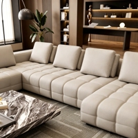 Modernes Italienisches Großes Modulares Leder-Sofa-Set L-Form Ecksofa Villa Wohnzimmer Heim-Möbel