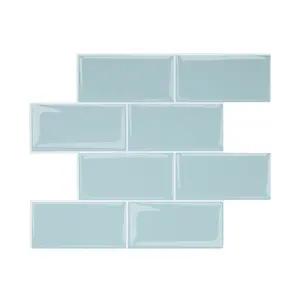 amazon peel stick backsplash Suppliers-2.5 millimetri 12x12 pollici cielo blu della metropolitana adesivo bersaglio cucina soggiorno stanza da bagno buccia e bastone della parete piastrelle