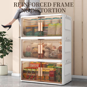 Portaoggetti all'ingrosso in plastica pieghevole scatola portaoggetti in plastica di grande capacità di vestiti libri di plastica snack pieghevole armadietto pieghevole - Product Image 4