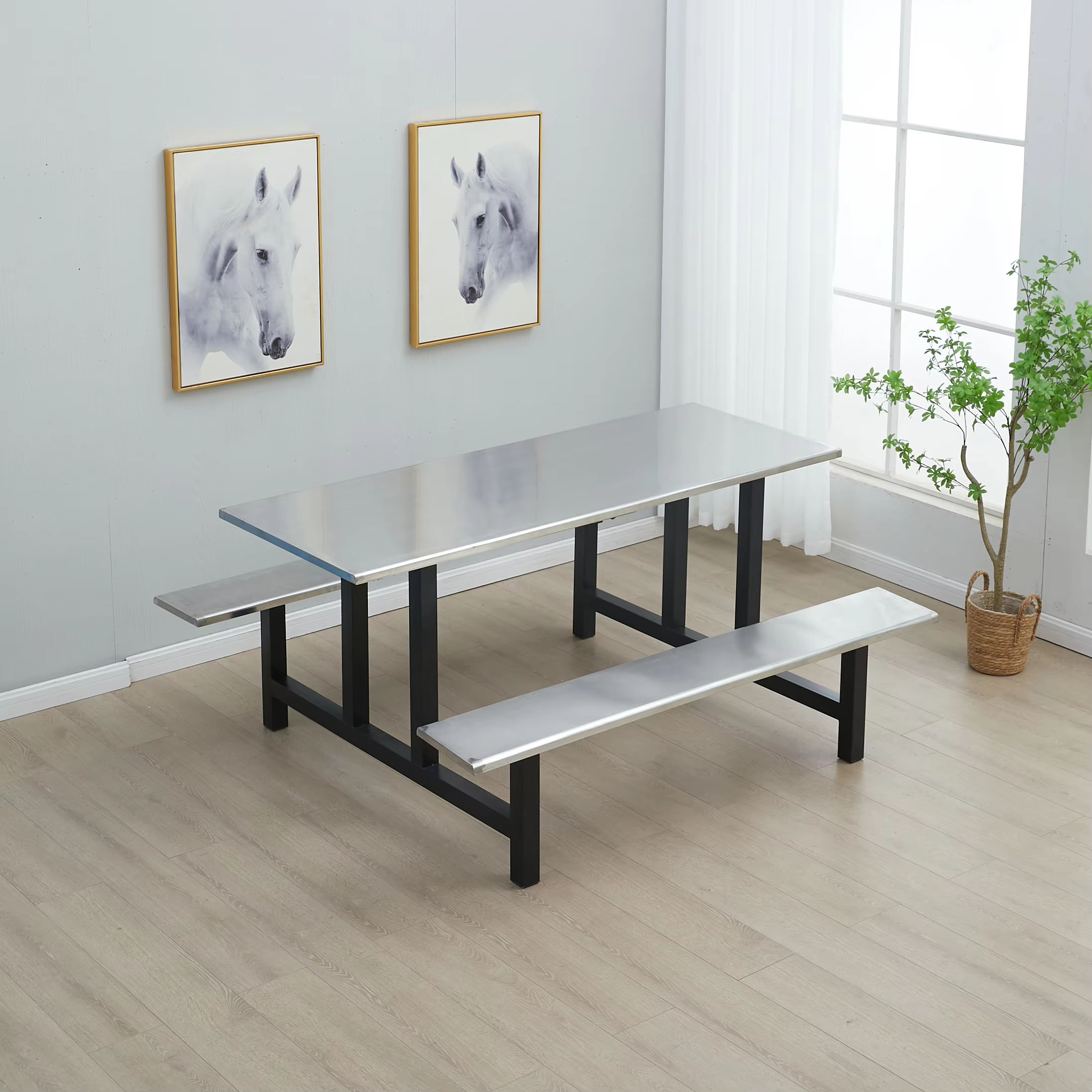 Wholesale Dining Table and Chair Sets for Canteens - Modern 4 Seater  Restaurant Furniture, Custom Designs Available, image size:2194x2194