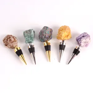 Natural raw crystal stone healing crystal wine stopper rose amethyst vacuum wine stopper for gift
