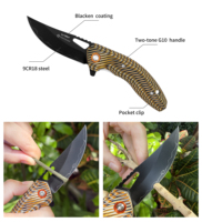 Couteau pliant de survie Yeehand personnalisable, lame en acier 9Cr18MoV de qualité industrielle, manche bicolore en G10, clip de transport facile