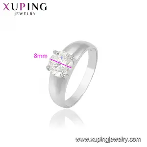 10125 xuping jóias atacado anéis, venda quente cor prata grande diamante simples senhoras anéis
