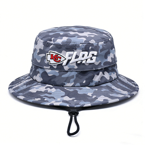 Chapeau Bob Tactique en Toile Camouflage avec Broderie 3D, Chapeau de Pêche et d'Extérieur, Casquette Pare-Soleil avec Sangle Coupe-Vent - Product Image 2