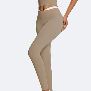 OEM Custom High Elastic Shaping Hip Lifting Contrast Spliced <strong>Lace</strong> <strong>Trim</strong> V Waist Slimming Women <strong>Leggings</strong> for Yoga Daily Sports - Product Image 6