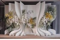 Toile de Fond de Mariage en PVC Blanche Style Personnalisé Mur de Scène Décor Fournitures pour Événements