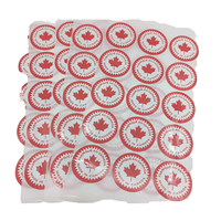 Etiquetas Circulares Rojas y Blancas Elegantes y Profesionales Hechas a Medida en Canadá, Solución de Alta Calidad para Sellos con Diseño de Hoja de Arce