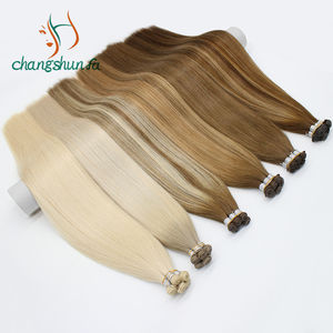 Novo cru virgem europeu duplo volume desenhado gênio trama extensões de cabelo humano duplo gênio trama loira destaques - Product Image 5