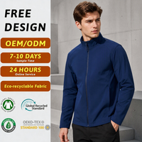 Veste technique pour homme avec logo personnalisé, marine, multi-poches, softshell, pour la randonnée en plein air et le quotidien