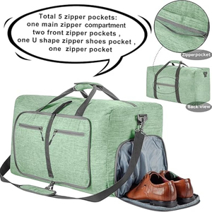 กระเป๋าเดินทางสีเขียว ONE CLICK ENTERPRISES รุ่น Duffle Bag ขนาดใหญ่ ความจุเยอะ เป็นมิตรกับสิ่งแวดล้อม น้ำหนักเบา เหมาะสำหรับออกกำลังกายและเดินทาง สายสะพายไหล่ปรับได้ - Product Image 6