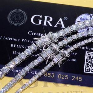 Pulsera de tenis de moissanita Iced Out VVS de plata de ley 925 chapada en oro de 18K, estilo Hiphop, con cadena continua de diamantes en línea para muñeca - Product Image 1