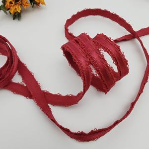 Cinta elástica de nailon sostenible con borde de picot rojo para tirantes de ropa interior, banda tejida para cintura y sujetador deportivo - Product Image 1