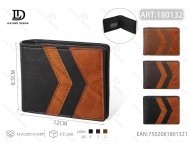 Portafoglio da Uomo in Vera Pelle con Motivo Geometrico, Chiusura a Fisarmonica, Lunghezza Corta, Ideale come Regalo - Product Image 1