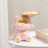 Plateau décoratif en résine de lapin créatif pour salon, véranda, clés, bonbons, décoration de la maison, cadeaux de pendaison de crémaillère
