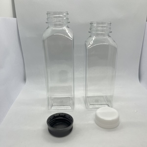 8/ 10/12/14/16 oz Bouteilles de jus en plastique carrées vides avec bouchons résistants à la température, Bouteille de boisson carrée transparente - Product Image 3