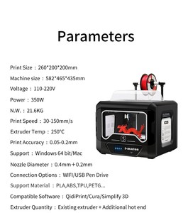 Imprimante 3D <span class=keywords><strong>QIDI</strong></span> <span class=keywords><strong>TECH</strong></span> I-MATES Obtenez un extrudeur supplémentaire de 0,2 mm Grande taille de construction 260*200*200 mm Imprimante 3D pour l'impression 3D - Product Image 5