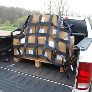 Jaring kontrol kargo dengan jaring Bungee jala dengan karabiner dan tas penyimpanan jaring kargo tugas berat untuk tempat tidur truk Pickup
