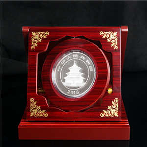 Wooden Display <b>Box</b> For Commemorative Coin 15x15x4cm Square <b>Red</b> With Gold Embossing Gift Packaging - Product Image 1