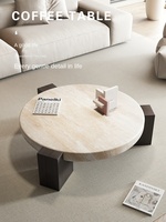 Table basse et centre de table ronde en marbre de luxe italienne moderne minimaliste en pierre de luxe pour la maison, le bureau et la salle à manger