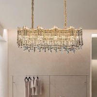 JYLINGTING lustres modernes de luxe dorés Rectangle carré ovale Asfour plafond en cristal E12 Top blanc chaud pour les hôtels vivant