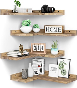 Mộc mạc bằng gỗ nổi góc Kệ <span class=keywords><strong>L</strong></span> hình treo tường với kim loại tổ chức nổi Kệ tường - Product Image 6