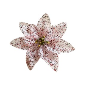 Bouquet de fleurs de Noël artificielles en PVC, pétales blancs scintillants, pour la décoration de la maison, style campagnard, design minimaliste - Product Image 5