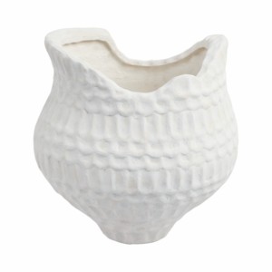 Vaso Moderno in Porcellana con Texture Ondulata, Elemento Scultoreo per l'Arredamento del Soggiorno - Product Image 1
