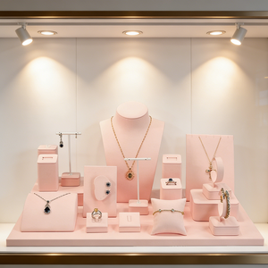 Custom Velvet Jewelry Display Props Piercing <b>Earring</b> Jewelry Pink Jewelry Display Stand Kit - Product Image 4