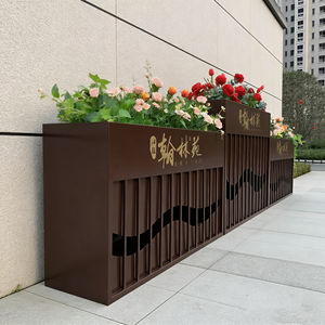 Jardinière en métal d'extérieur, grand pot à fleurs rectangulaire, <span class=keywords><strong>bac</strong></span> de plantation en fer et acier inoxydable, jardinière décorative pour la cour - Product Image 5