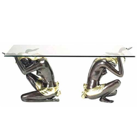 Statue de fille en métal d'art moderne, statue de femme nue en bronze, sculpture de table sexy, jambe nue en bronze, sculpture de femme nue, table basse