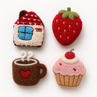 Appliques 3D personnalisées, surface en chenille et dos en peluche avec rembourrage en coton, patchs à coudre fruits et plantes, motif personnalisé