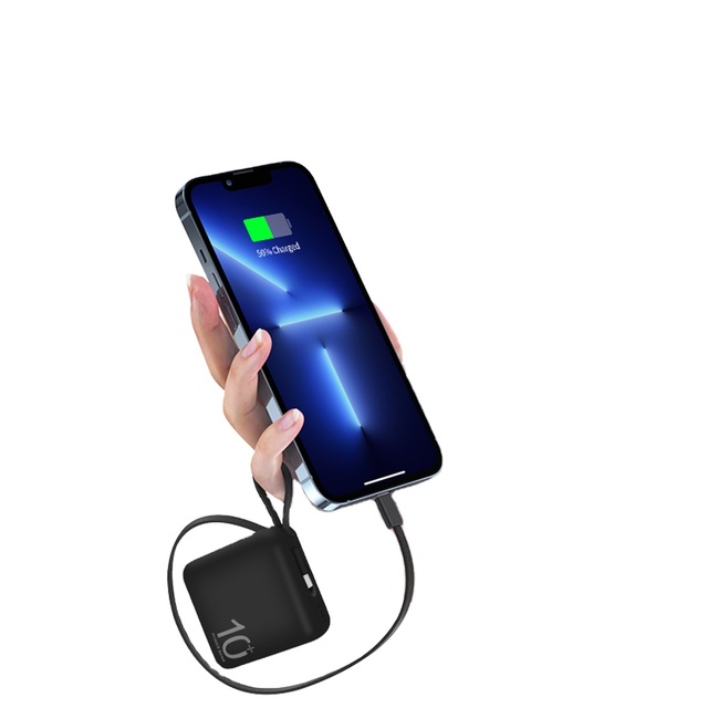 Mini Portable 10W Fast Charger 10000mAh 2-in-1 Power Station with LED Display for IPhone//MI Phones and Travel