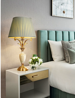 Lampe de table en laiton massif, style rétro américain, lampe de chevet de luxe, abat-jour en tissu écologique, alimentation secteur