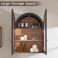 Armoire murale à étagères réglables, vitrine en bois cintrée avec portes transparentes pour salle de bain et salon